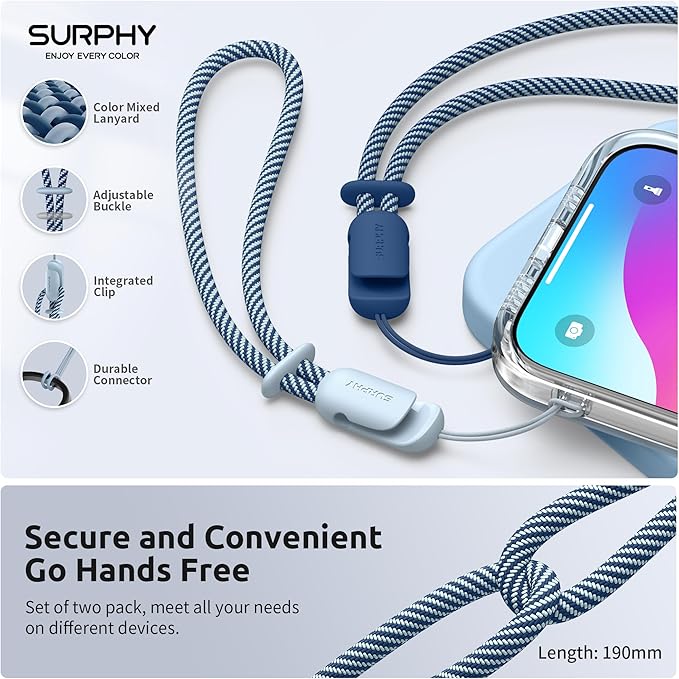 SURPHY 2 Pack Phone Lanyard for Cellphone Case, Phone Wrist Strap for Case