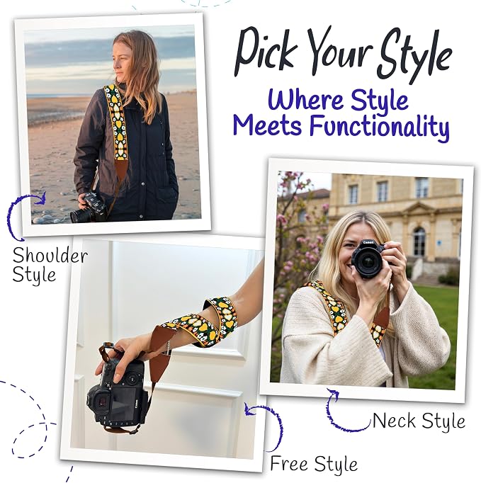Art Tribute Camera Strap for DSLR Cameras, Woven Webbing Heart Design Shoulder