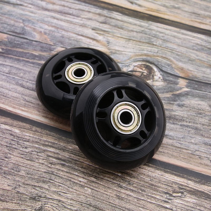 SING F LTD 8pcs 70mm 82A Skating Wheels with ABEC-7 608ZZ Bearing for Boys & Girls Indoor Outdoor Recreational Riding with 6mm White Plastic Spacers Replacement Black PU