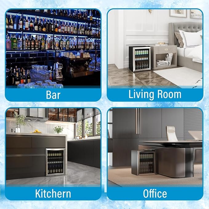 Compact Beverage Refrigerator, 1.7Cu.Ft/70 Can Mini Fridge with Glass Door and Digital Display, Small Drink Fridge with Adjustable Shelves for Soda, Beer, or Wine, Compact Fridge for Bedroom