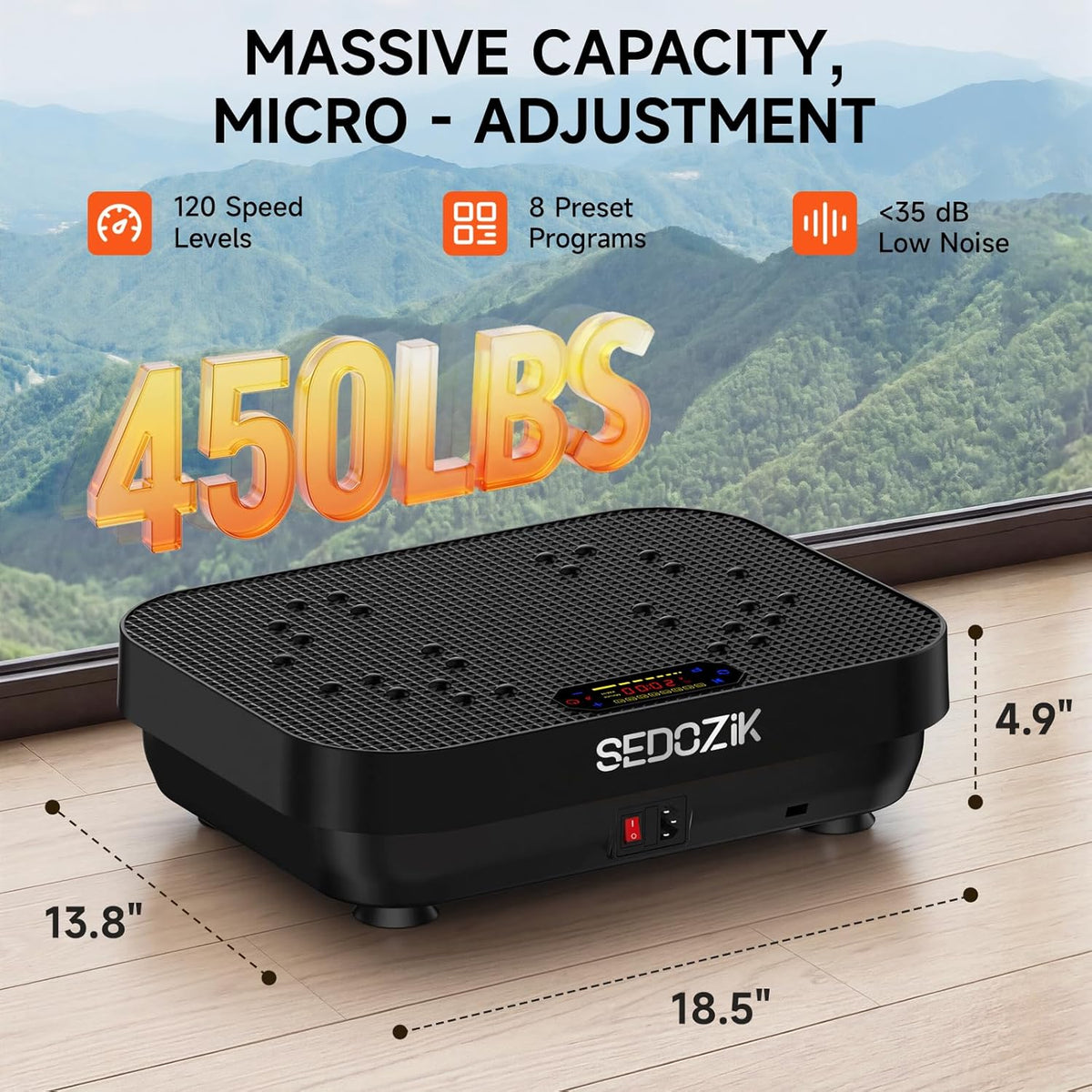SEDOZIK Vibration Plate - 450lb Capacity Whole Body Shaker for Lymphatic Drainage & Weight Loss | Bluetooth, 120 Speeds
