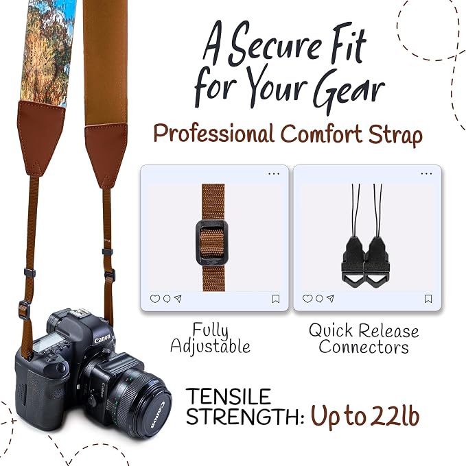 Art Tribute Travel Camera Strap World Map