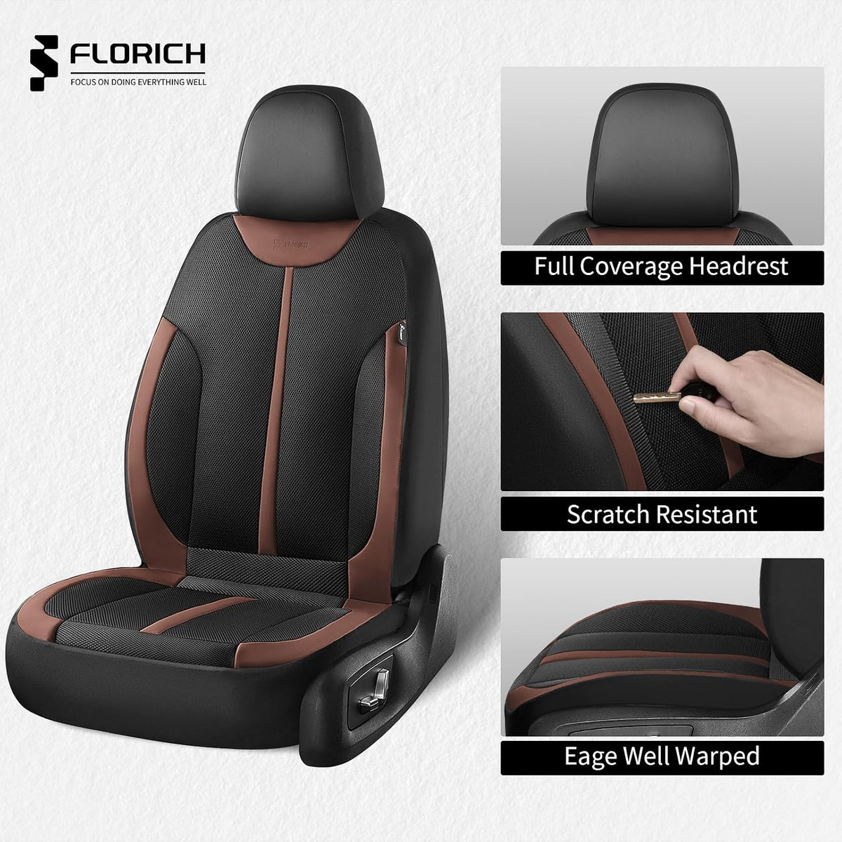 Seat Covers, Car Seat Covers Full Set, Black&Coffee Seat Covers for Cars 5 Seats, Breathable Car Seat Protector, Front and Rear Car Seat Cushion, Automotive Seat Covers Universal Fit for Most Cars SUV