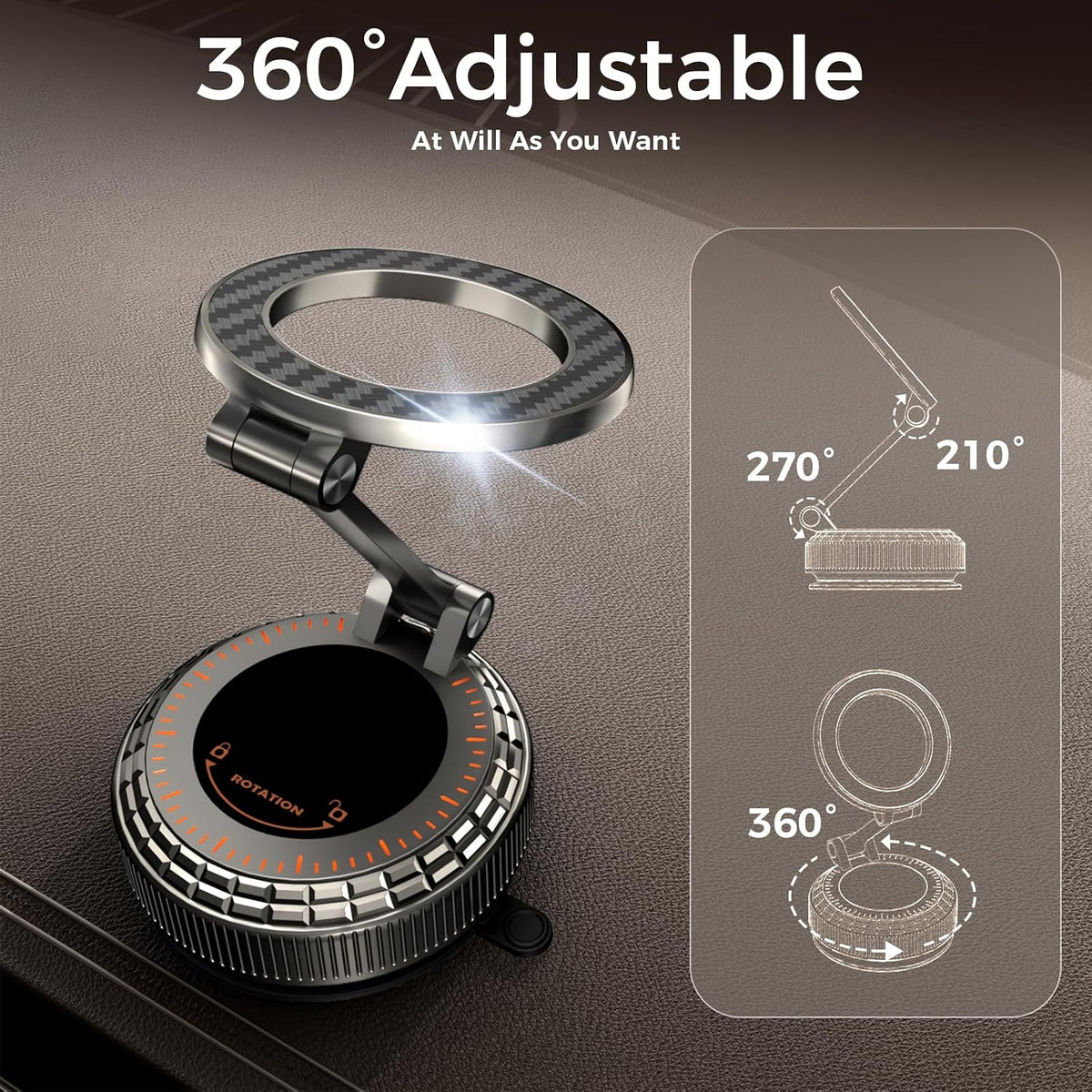 Metal Magnetic Car Phone Holder for Magsafe Phone, Carbon Fiber