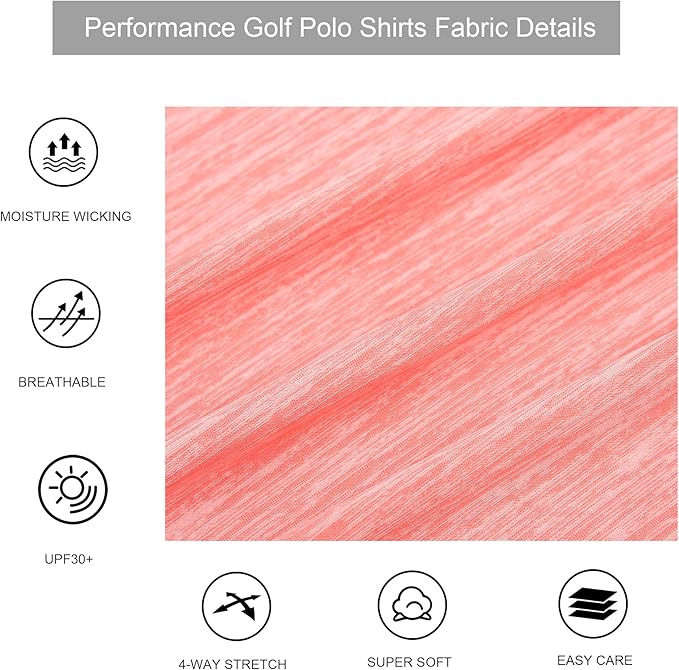 Alex Vando Mens Golf Shirt Moisture Wicking Quick-Dry Short Sleeve Casual Polo Shirts for Men