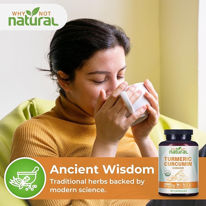 Organic Turmeric Curcumin Supplement in Capsules with Ginger and Black Pepper - Tumeric