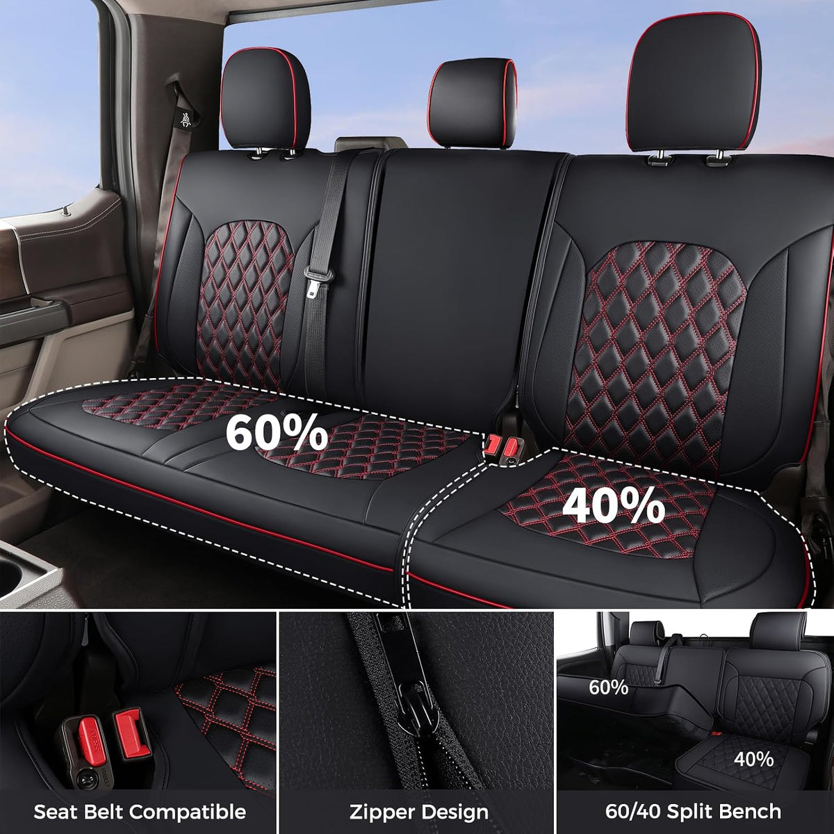 HHuidasource Wrangler JK Seat Cover 4 Door, Leather Custom Car Seat Covers