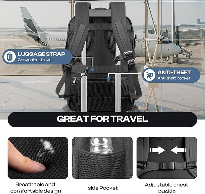 Carry on Backpack, Extra Large 55L Travel Backpack TSA Approved, Expandable