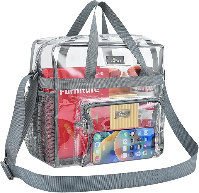 MAY TREE Clear Bag for Stadium Events 12×6×12 Clear Tote Lunch Bag