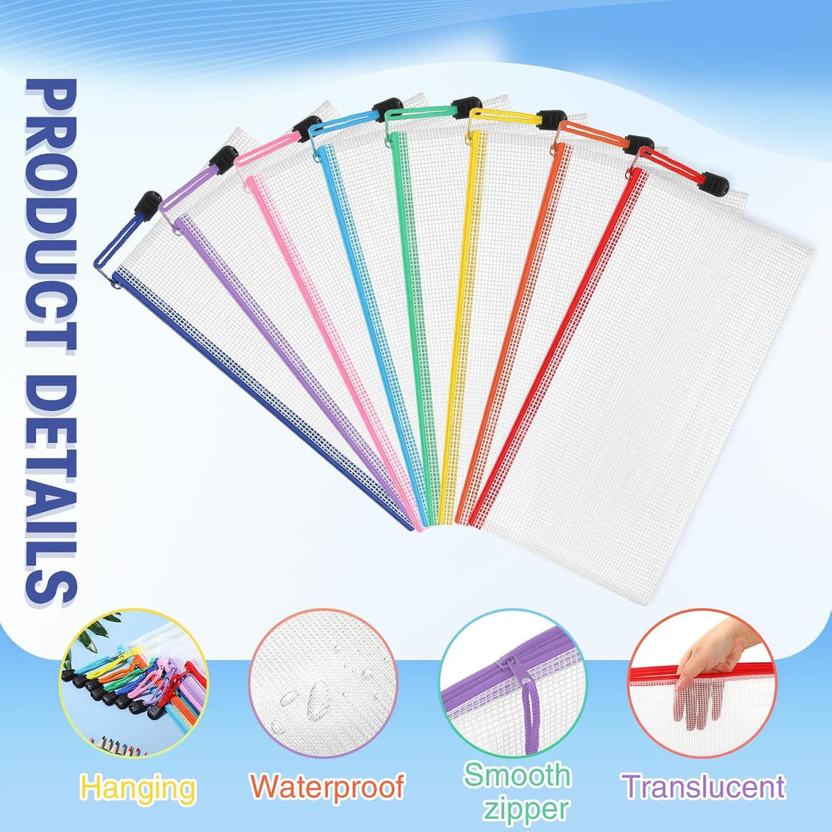 Jetec 32 Mesh Zipper Bags Bikini, Cute Color, 9.5 x 4.5 Inch, 32 Pcs
