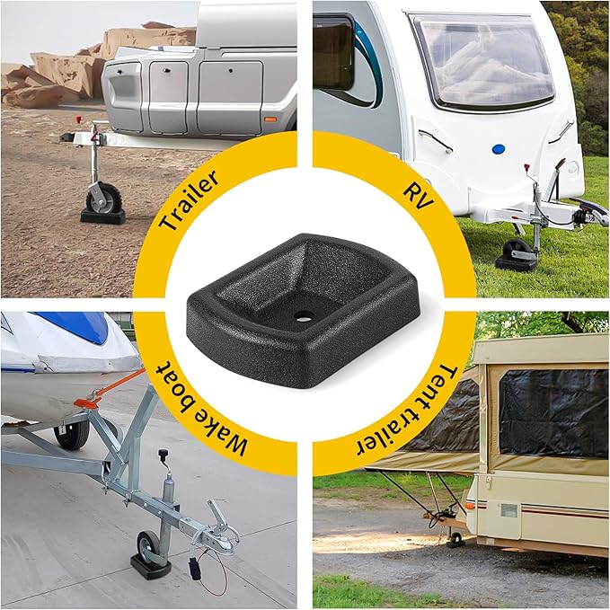 Rubber Wheel Dock for Trailer, Heavy Duty Jack Wheel Chock Stopper Fits 6" Caster, Travel Trailer Wheel Dock Jack Wheel Stabilizer for RV, Boat, Camper and Caravans