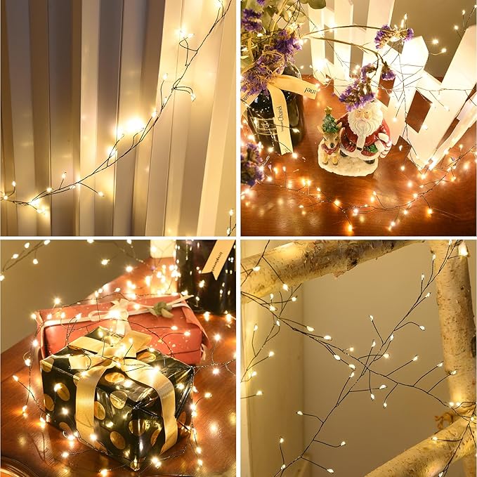 Dailyart Fairy Lights Plug in, 2000 Led Twinkle String Light with Remote 130Ft Waterproof 8 Modes Warm Cluster Lights with Timer for Bedroom Wreath Window Wedding Christmas Tree Decoration,Black Wire