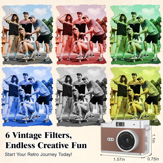 Mini Keychain Digital Camera 1080P, Ultra-Portable Small Retro Camera 32GB Card