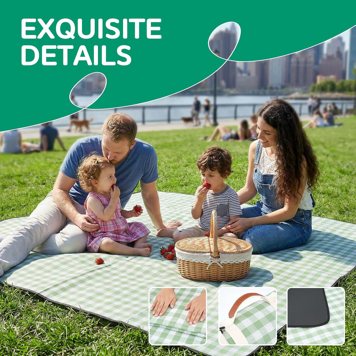 RYCHIC Waterproof Picnic Blanket Beach Outdoor Camping Mat Rug Extra Large Foldable Cute Big Travel Essential Accessories Gift Park Patio Lawn Garden Grass Ground Play Music Festival Concert Must Have