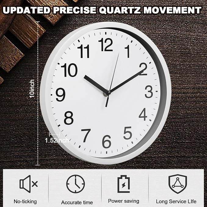 Inbagi 8 Pcs Wall Clock Large Silent Battery Operated Wall Clocks Modern Non