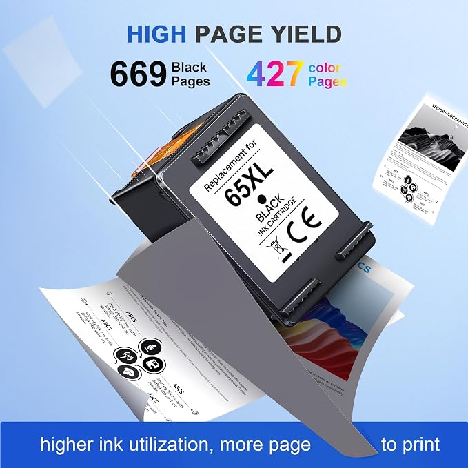 65XL Ink Cartridges Black/Color Combo Pack High-Yield Replacement