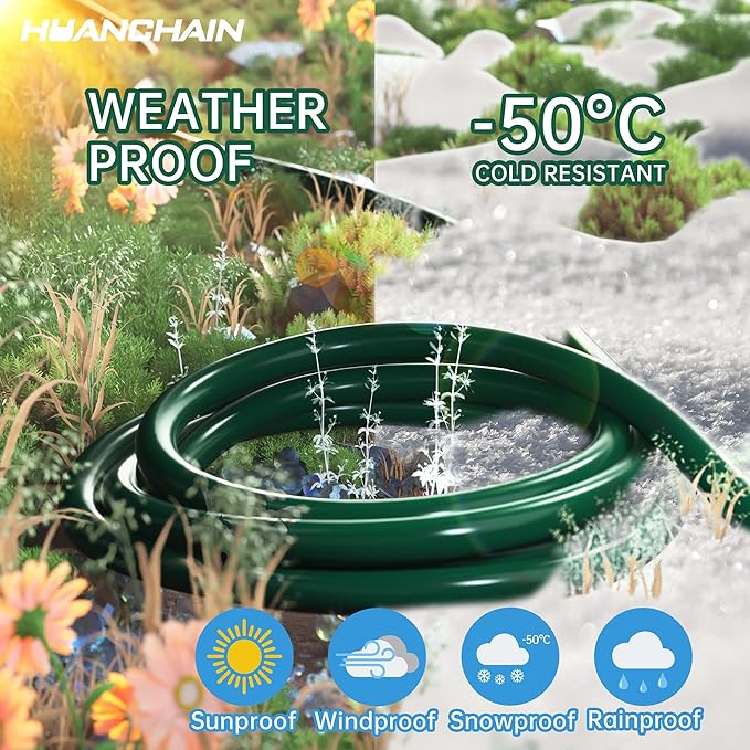 HUANCHAIN Indoor Outdoor Green Extension Cord 25 ft Waterproof, 16/3 Gauge Flexible Cold-Resistant Appliance Extension Cord Outside, 13A 1625W 16AWG SJTW, 3 Prong Electric Cable, ETL