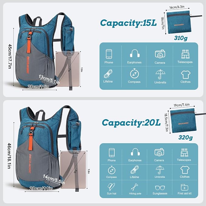 BECOJADDE 20L Small Hiking Backpack