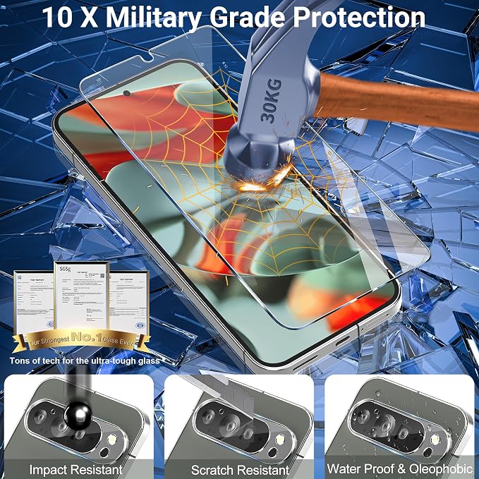 letosan 3 Pack for Google Pixel 9 Pro XL Screen Protector Tempered Glass + 3