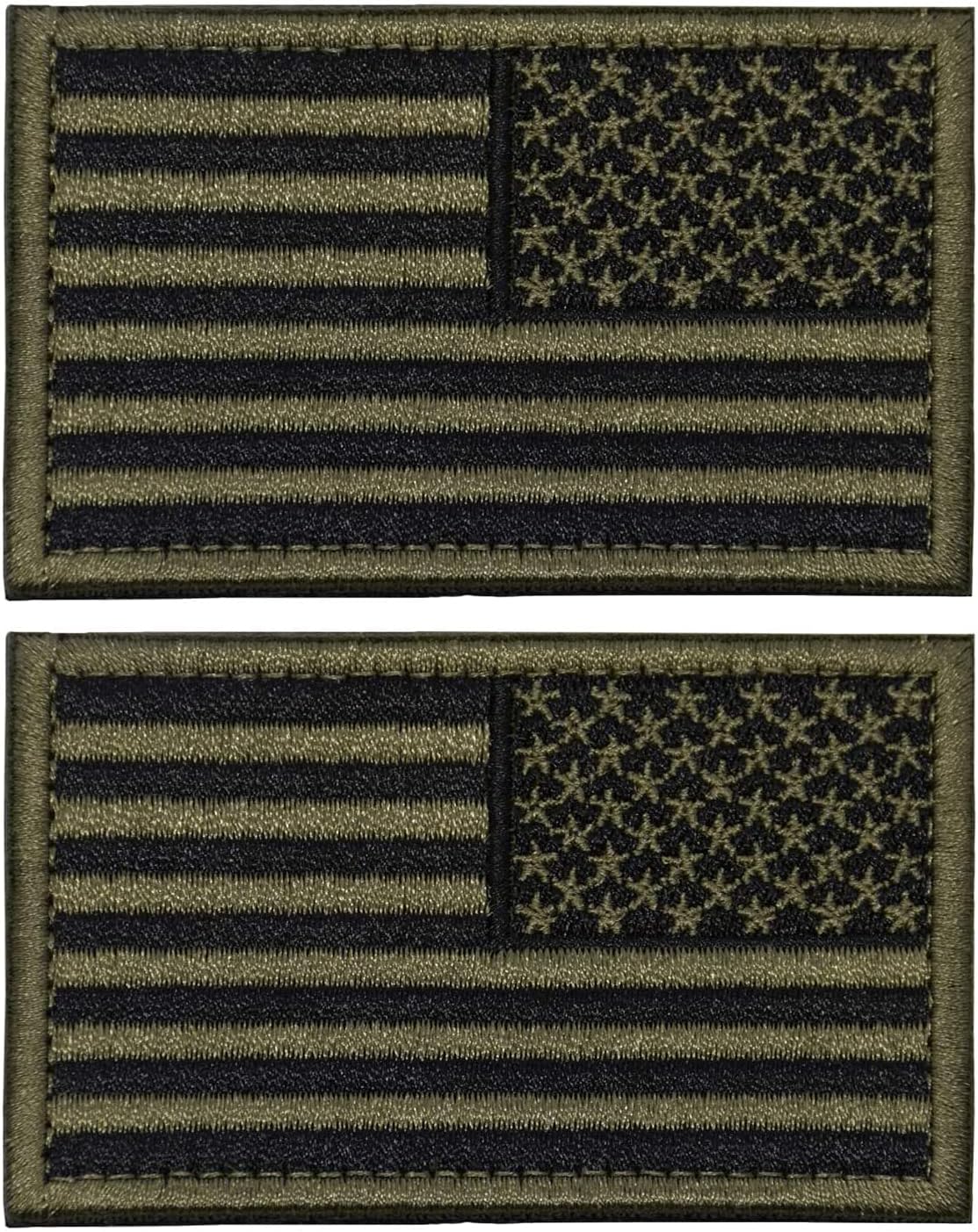 Skiennix Tactical USA Flag Patch - American Flag Emblem for Military Uniforms | 2-Pack Army Green