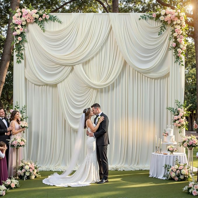 50ft x 15ft Ivory Backdrop Curtains