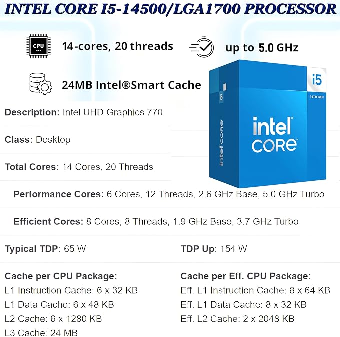 Dell Tower Desktop, Intel i5-14500 14-Core 20 Threads, 16GB DDR5 512GB SSD | Intel UHD Graphics 770,Dual 4K Display Support, Win 11 Pro, Mainstream Business Workhorse