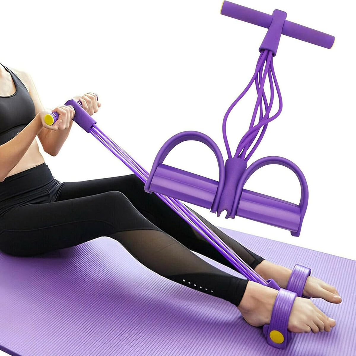 PWireless Resistance Bands - Multifunctional 6-Tube Manual Tension Pedal for Full-Body Workout | Natural Rubber