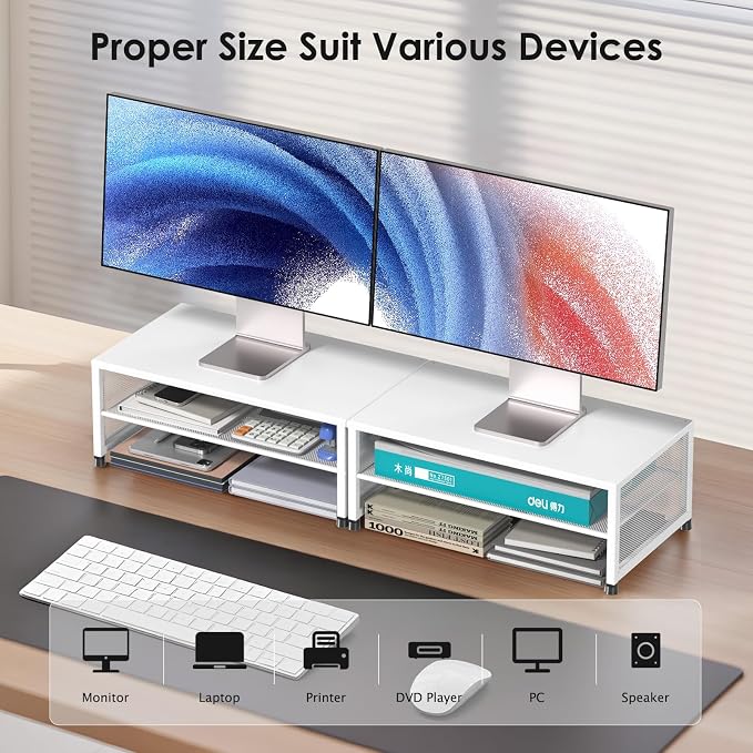 ECOLOVI 2-Tier Computer Monitor Stand Riser, Desk Organizer