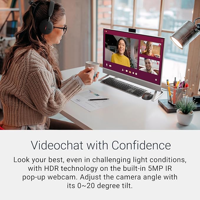 Dell 23.8" All-in-One Desktop, FHD, Intel Core 3 100U, Windows 11 Home | Intel Graphics, 512GB SSD, 8GB, Wi‑Fi 6E, Bluetooth, Keyboard & Mouse, Dolby Atmos Speakers, EC24250