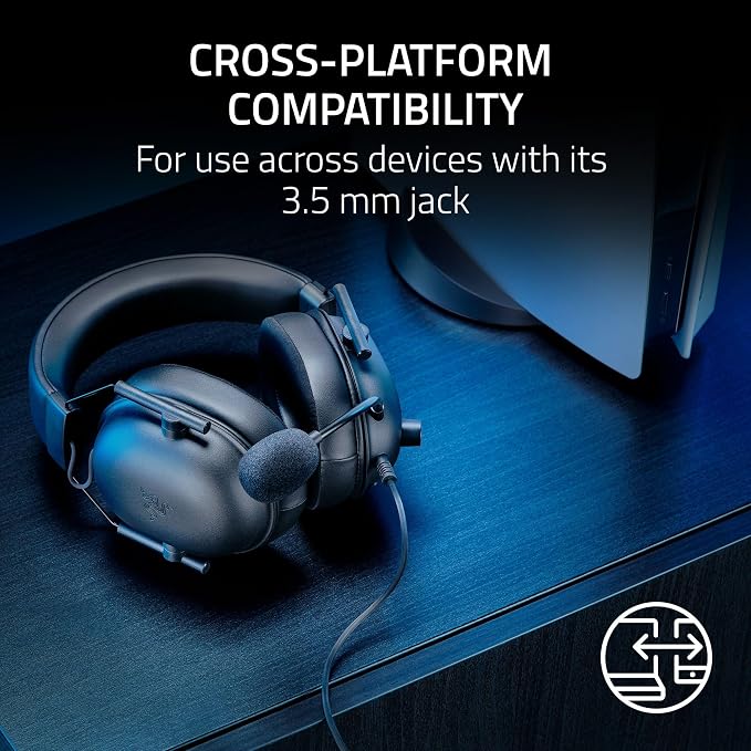 Razer BlackShark V2 X Wired PlayStation Gaming Headset, Black | 50mm Drivers, Cardioid Mic, Lightweight, Comfortable Noise Isolating Earcups, For PS5, Xbox Series X, PC, Switch, 3.5 mm Jack