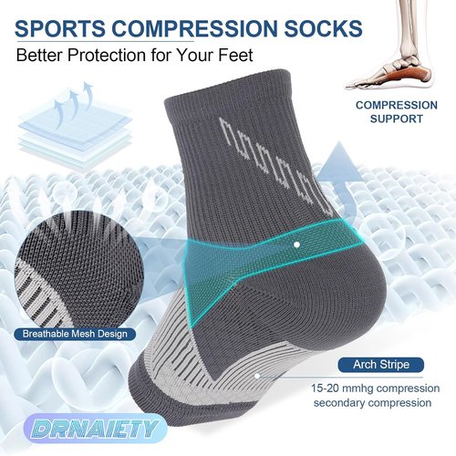 DRNAIETY Ankle Brace Socks - Compression Sleeves for Plantar Fasciitis & Achilles Tendonitis | Comfortable & Breathable (XL)