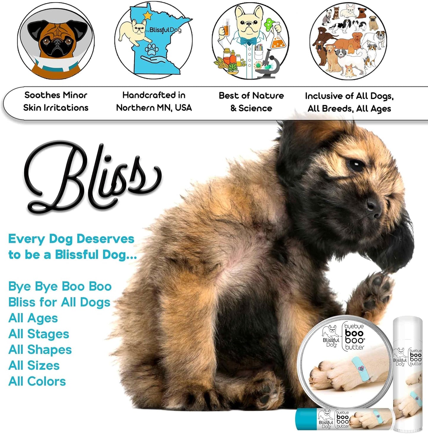 The Blissful Dog .50 oz Tube Boston Terrier Booboo Butter