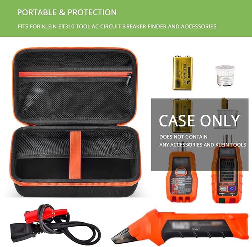 ALKOO AC Circuit Breaker Finder Case - Compatible with Klein Tools ET310 | Black with Mesh Pocket for Accessories