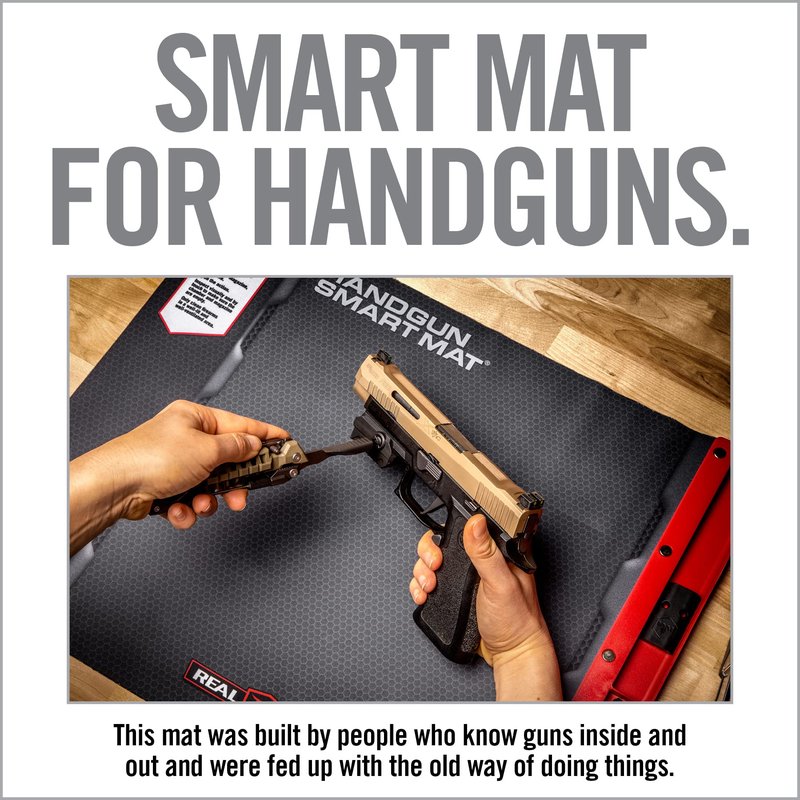 Real Avid Gun Cleaning Mat for Handguns with Magnetic Organizer Parts Tray; Protective Workbench Mat for Pistol Cleaning, Handgun Cleaning Pad with Red Tray for Gun Accessories and Gun Parts
