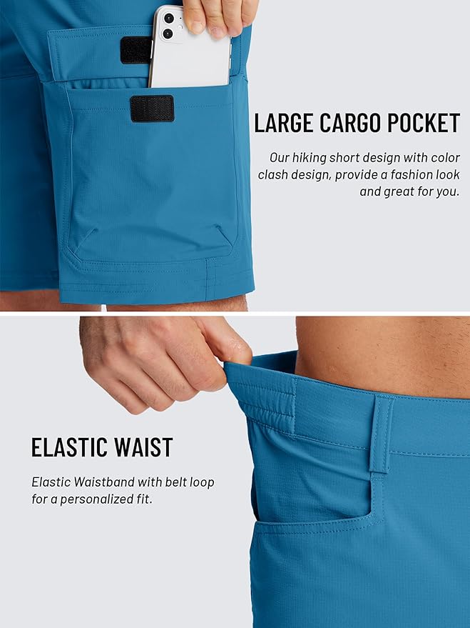 TACVASEN Men's Summer Outdoor Shorts Quick Dry Cargo Casual Work Hiking Shorts (NO Belt)