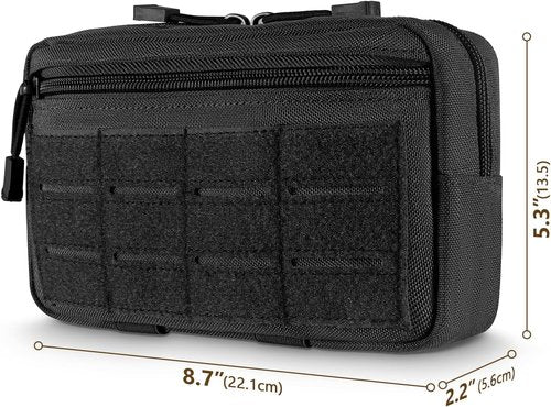 FRTKK Tactical Molle Admin Pouch - USA Flag Patch & Keychain | Tactical Water Bottle Pouch with D-Ring Clip