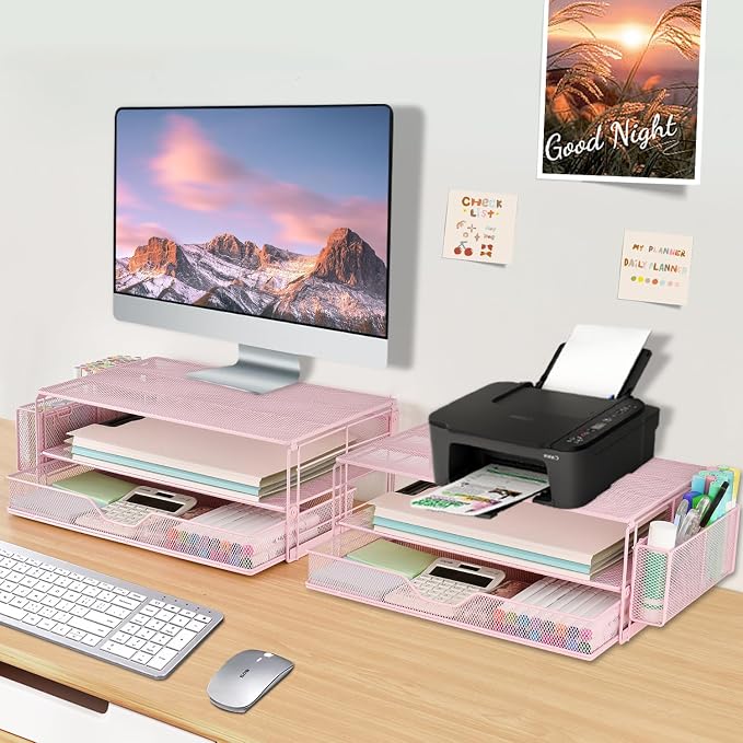 AUPSEN Computer Monitor Stands Riser，2-Tier Desk Organizers and Accessories