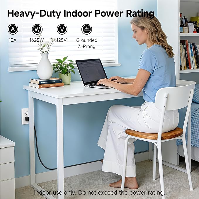 [UL Listed] Cable Matters 2-Pack Low Profile Flat Plug Short Extension Cord (Power Extension Cable) 1 Foot (NEMA 5-15P to NEMA 5-15R)