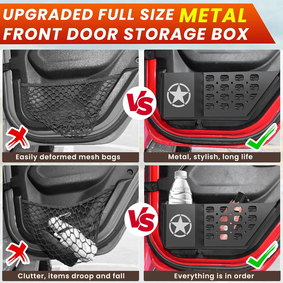 Eamplest Metal Rear Door Storage Box for Jeep Wrangler JL JLU 2018-2026