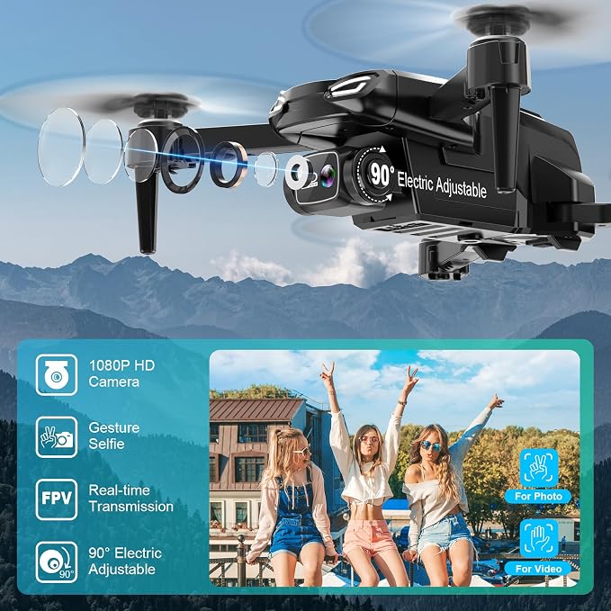Drone with 1080P Camera, Foldable Remote Control Quadcopter