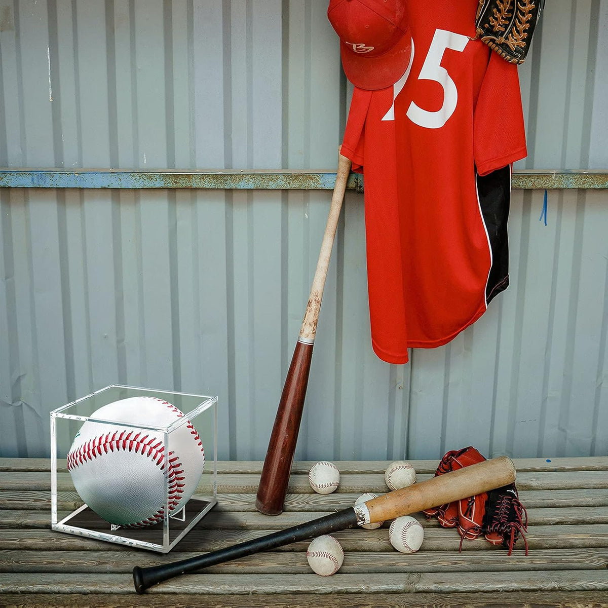 Skiennix Baseball Display Case - UV Protected Acrylic Holder for Memorabilia | 6 Pack Clear Cube Design