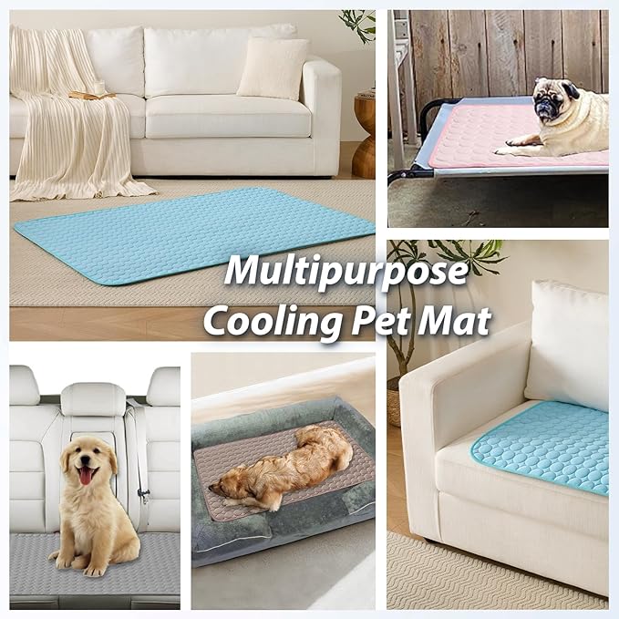 MICROCOSMOS Summer Cooling Mat & Sleeping Pad- Water Absorption Top, Materials Safe, Easy Carry, EZ Clean. Keep Cooling for Pets, Kids and Adults.(Dark Blue, 19" x 15")