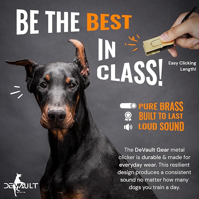 Metal Clickers for Dog Training – Dog Clicker for Training with Loud Crisp Sound for Behaviour Reward – Brass Style with Magnetic Clasp and Velvet Pouch – 3 Pack Pet Clicker