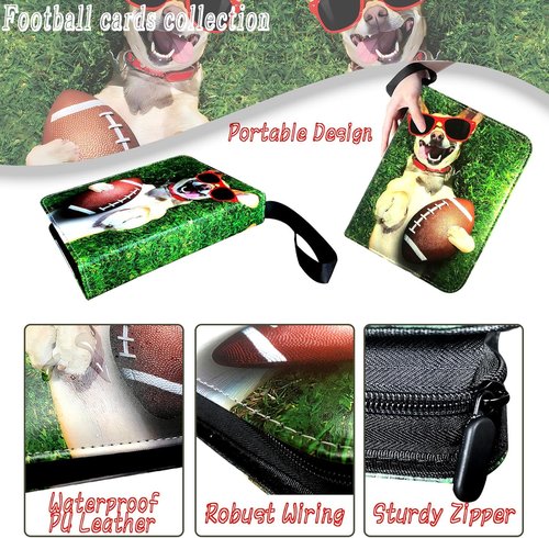 Football Card Binder - 400 Pocket Trading Card Holder with 50 Removable Sleeves & Zipper