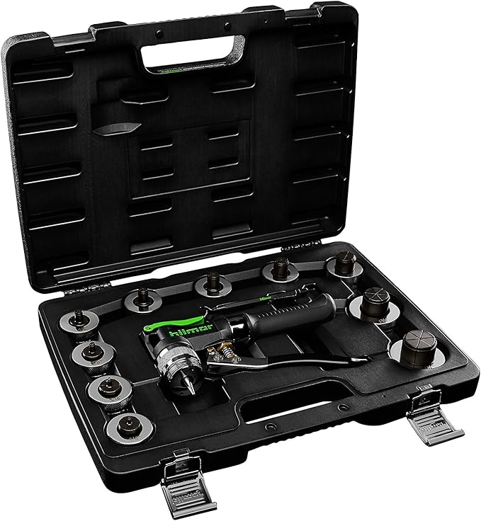 Hilmor Compact Swage Tool Kit with Case, HVAC Tools and Equipment for Maintenance and Repairs, Single Hand Operation, Black