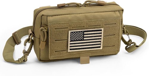 Bvya Tactical Molle Admin Pouch - Versatile EDC Utility Tool Waist Pack with Flag Patch Included