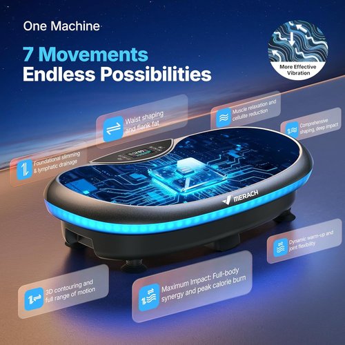 MERACH Vibration Plate Exercise Machine - 4D Whole Body Workout for Weight Loss & Muscle Activation | Home Fitness Equipment with Bluetooth
