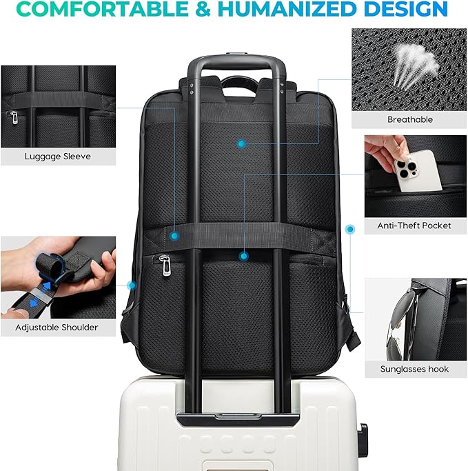 BANGE Men's Laptop Backpack for 17.3Inch Notebook, Waterproof Fashion Travel