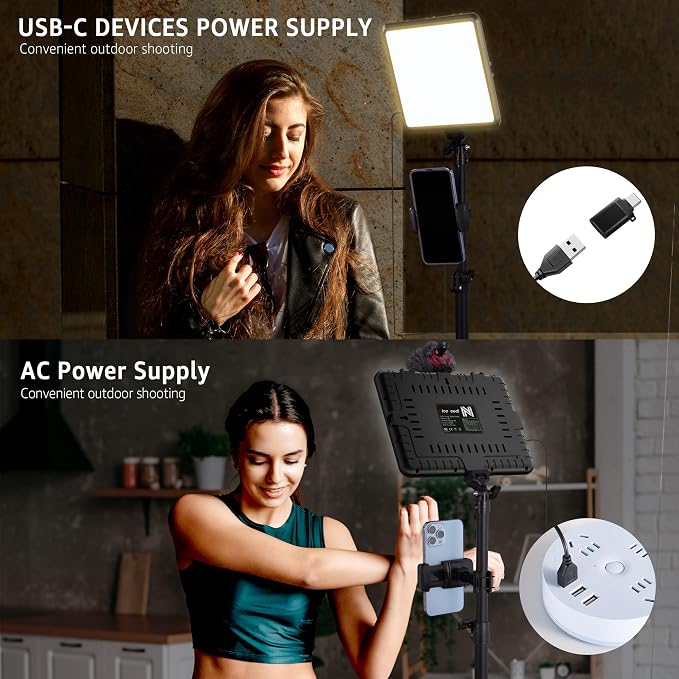 NiceVeedi 1-Pack Photography Lighting Kit, 2800-6500K Bi-Color LED Video Light
