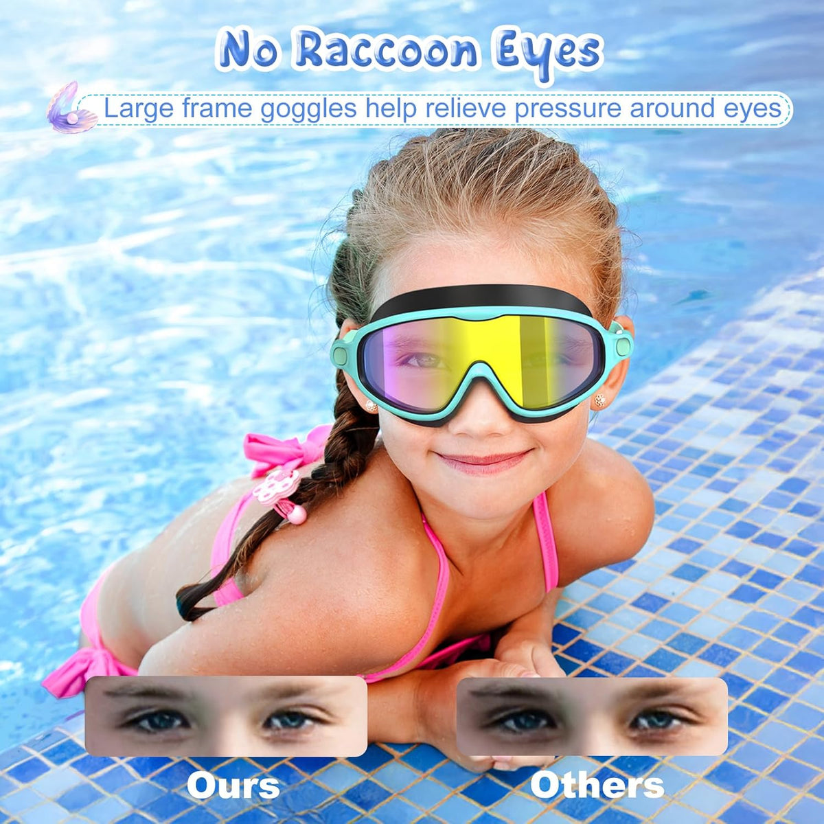 VegoVia Kids Swim Goggles - Anti-Fog UV Protection | Wide View, 2 Pack for Ages 3-15
